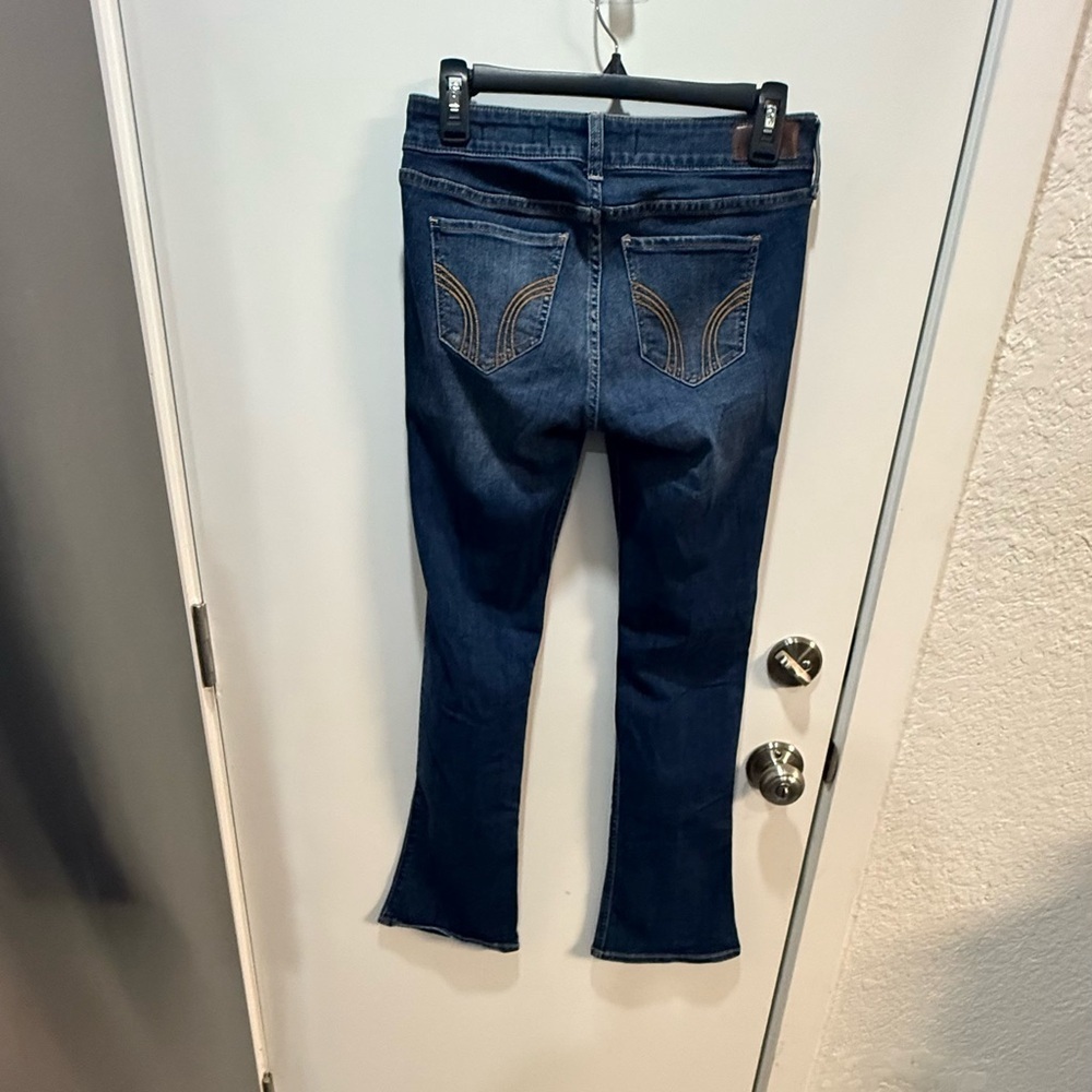 Hollister Dark Blue Distressed Flare Jeans - Picture 8 of 13